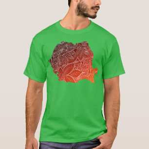 Farbige Mandala-Kunstkarte Rumäniens mit Text in b T-Shirt