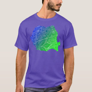 Farbige Mandala-Kunstkarte Rumäniens mit Text in b T-Shirt