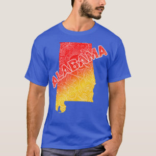 Farbige Mandala Kunstkarte von Alabama mit Text in T-Shirt