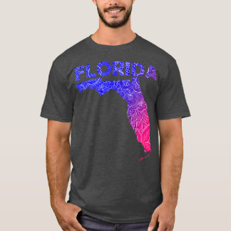 Farbige Mandala Kunstkarte von Florida mit Text in T-Shirt
