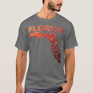 Farbige Mandala Kunstkarte von Florida mit Text in T-Shirt