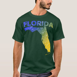 Farbige Mandala Kunstkarte von Florida mit Text in T-Shirt