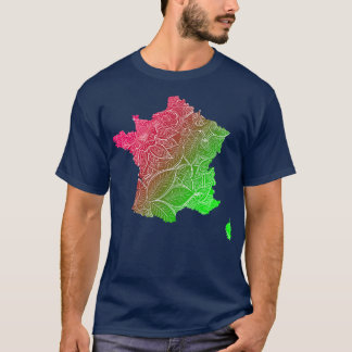 Farbige Mandala Kunstkarte von Frankreich mit Text T-Shirt