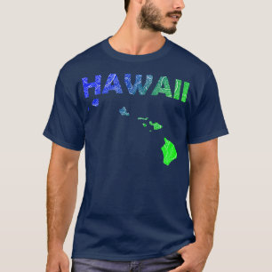 Farbige mandala Kunstkarte von Hawaii mit Text in  T-Shirt