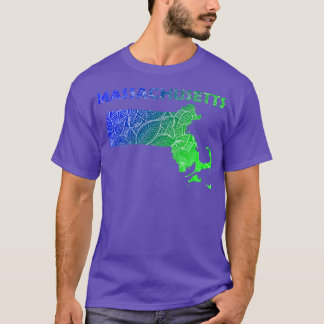 Farbige Mandala Kunstkarte von Massachusetts mit t T-Shirt