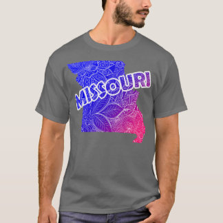 Farbige mandala Kunstkarte von Missouri mit Text i T-Shirt