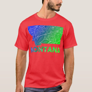 Farbige Mandala Kunstkarte von Montana mit Text in T-Shirt