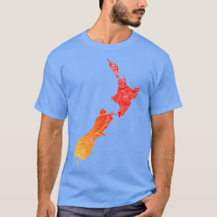 Farbige Mandala Kunstkarte von Neuseeland mit Text T-Shirt