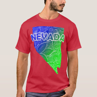 Farbige Mandala Kunstkarte von Nevada mit Text in  T-Shirt