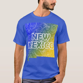 Farbige Mandala Kunstkarte von New Mexico mit Text T-Shirt