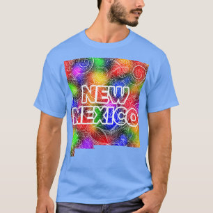 Farbige Mandala Kunstkarte von New Mexico mit Text T-Shirt