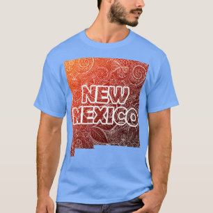 Farbige Mandala Kunstkarte von New Mexico mit Text T-Shirt