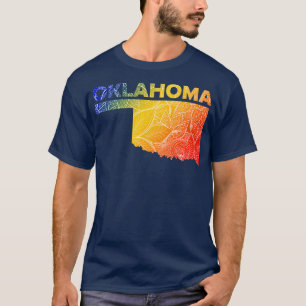 Farbige Mandala Kunstkarte von Oklahoma mit Text i T-Shirt