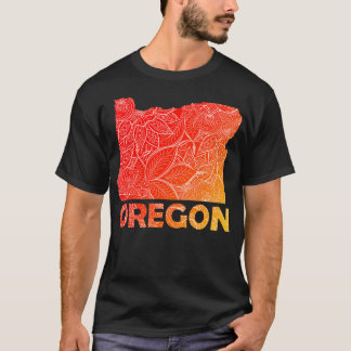 Farbige Mandala Kunstkarte von Oregon mit Text in  T-Shirt