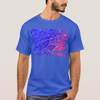 Farbige Mandala Kunstkarte von Pennsylvania mit Te T-Shirt