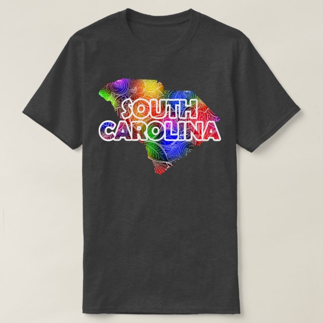 Farbige Mandala Kunstkarte von Süd-Olina mit Text T-Shirt (Design vorne)