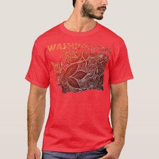 Farbige Mandala-Kunstkarte von Washington mit Text T-Shirt