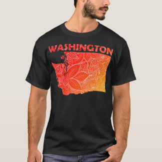 Farbige Mandala-Kunstkarte von Washington mit Text T-Shirt
