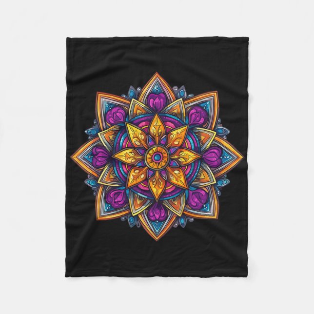 Farbige Mandala-Meditation Lotus Fleecedecke (Vorderseite)