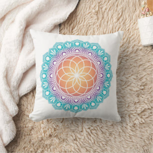 Farbige Mandala mit heiliger Geometrie Meditation Kissen