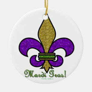 Farbige Mardi Gras Fleur De Lis Keramikornament