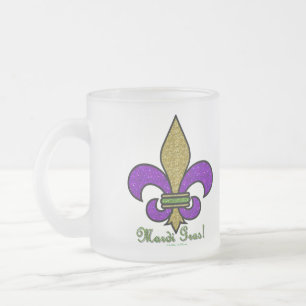 Farbige Mardi Gras Fleur De Lis Mattglastasse
