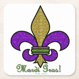 Farbige Mardi Gras Fleur De Lis Rechteckiger Pappuntersetzer