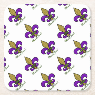 Farbige Mardi Gras Fleur De Lis Rechteckiger Pappuntersetzer