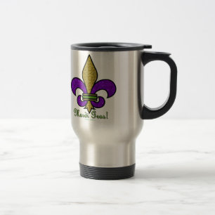 Farbige Mardi Gras Fleur De Lis Reisebecher