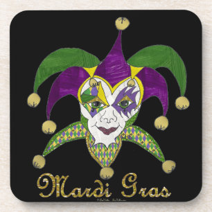 Farbige Mardi Gras Narren Maske Getränkeuntersetzer