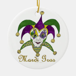 Farbige Mardi Gras Narren Maske Keramikornament