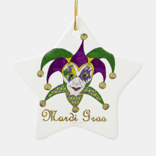 Farbige Mardi Gras Narren Maske Keramikornament