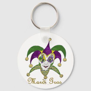 Farbige Mardi Gras Narren Maske Schlüsselanhänger