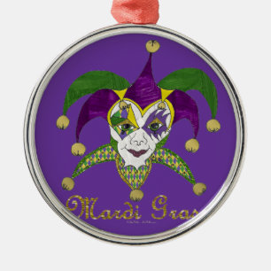 Farbige Mardi Gras Narren Maske Silbernes Ornament