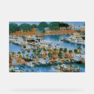 Farbige Marina-Wandkunst Küstenhafenboote Acrylschild