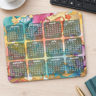 Farbige Marmor-Kunstmuster-Design 2027 Kalender Mousepad