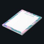 Farbige Marmorfarbe in Rosa und Grün mit Namen Notizblock<br><div class="desc">Ein hübsches und farbenfrohes Design aus Marmor und wirbelfarbener Farbe in einer farbenfrohen Kombination aus Rosa und Grün,  personalisiert mit Ihrem Namen. Kontaktieren Sie mich mit Fragen oder Wünschen.</div>