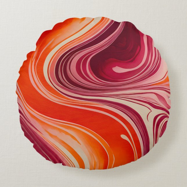 Farbige Marmorpapier Art Round Throw Kissen (Vorderseite)