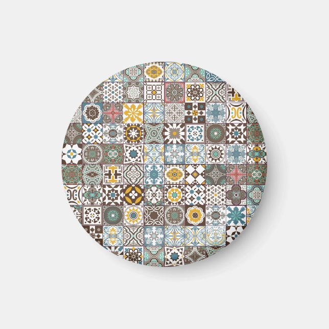 Farbige marokkanische Fliese Magnet (Vorne)