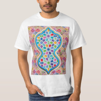 Farbige marokkanische islamische Zellige-Bogenmust T-Shirt
