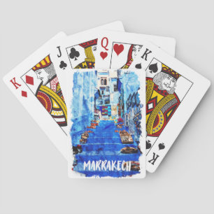Farbige Marrakech Marokko Architektur Aquarell Spielkarten