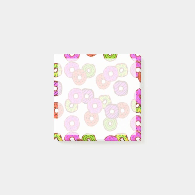 farbige mattierte Donuts Donuts mit Sprinklen Post-it Klebezettel (Vorderseite)