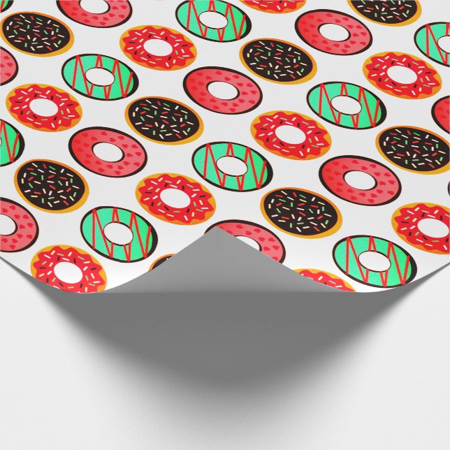 Farbige Mattierte Donuts Geschenkpapier (Ecke)