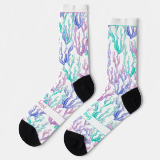 Farbige Meeresalgen, Text auf Weiß Socken