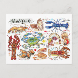 Farbige Meeresfrüchte-Postkarte Postkarte