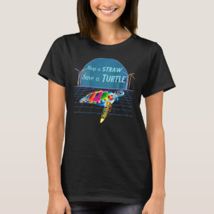 Farbige Meeresschildkröte Überspringe einen Strohh T-Shirt