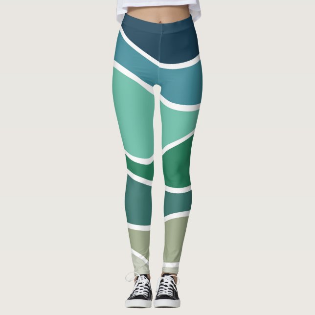 Farbige Meereswellen Leggings (Vorderseite)