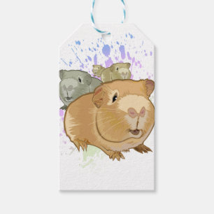 Farbige Meerschweinchen-Trio-Regenbogen-Farbspritz Geschenkanhänger