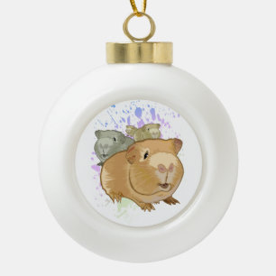 Farbige Meerschweinchen-Trio-Regenbogen-Farbspritz Keramik Kugel-Ornament