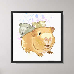 Farbige Meerschweinchen-Trio-Regenbogen-Farbspritz Leinwanddruck